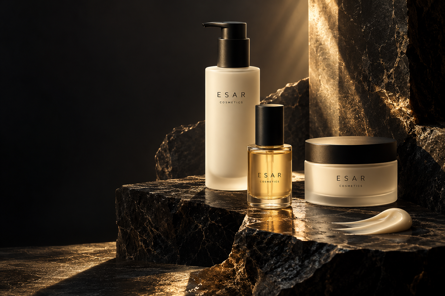 Konzept für die ESAR Produktfamilie: Reinigung, Serum und Creme